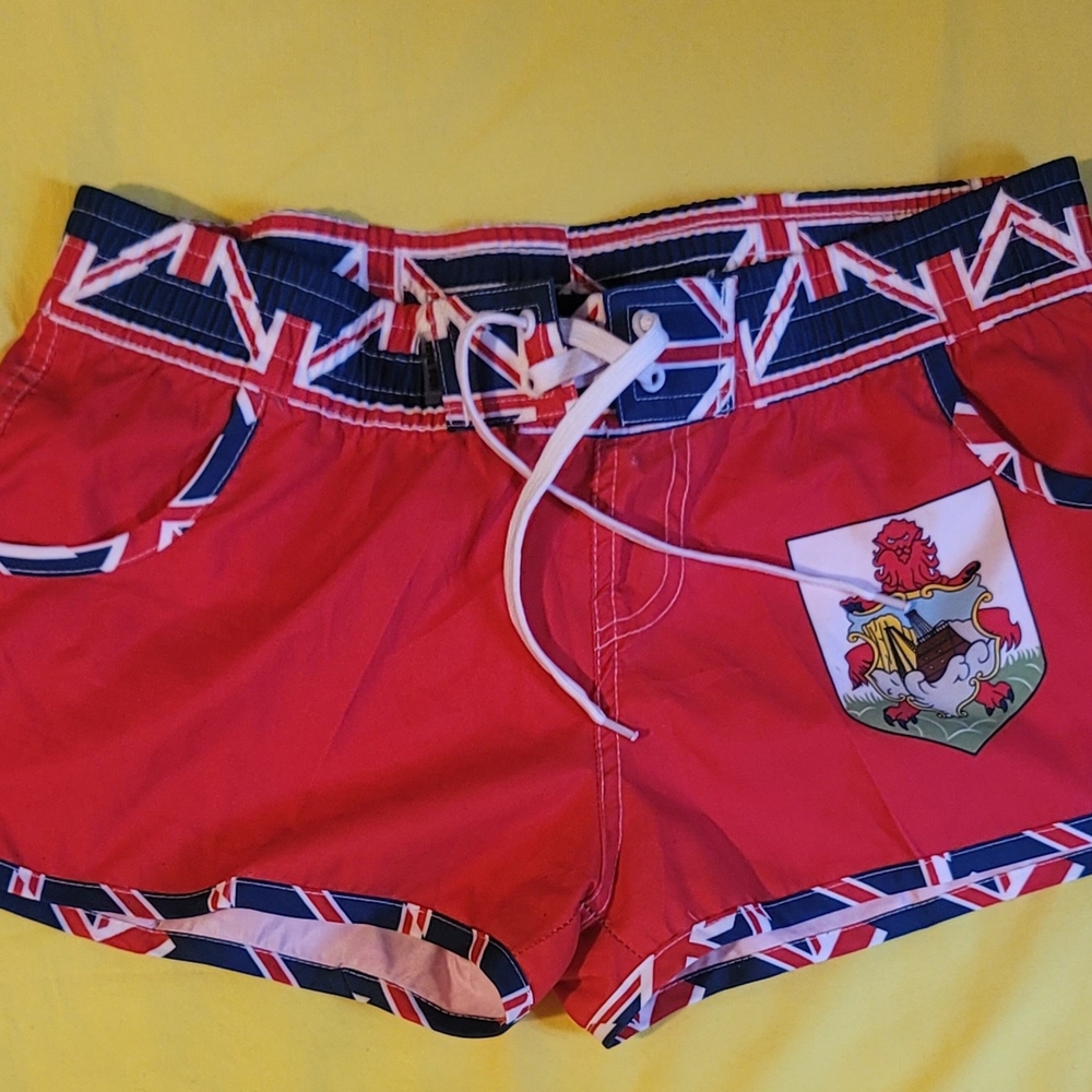 Red Women's Shorts with Flag Detail